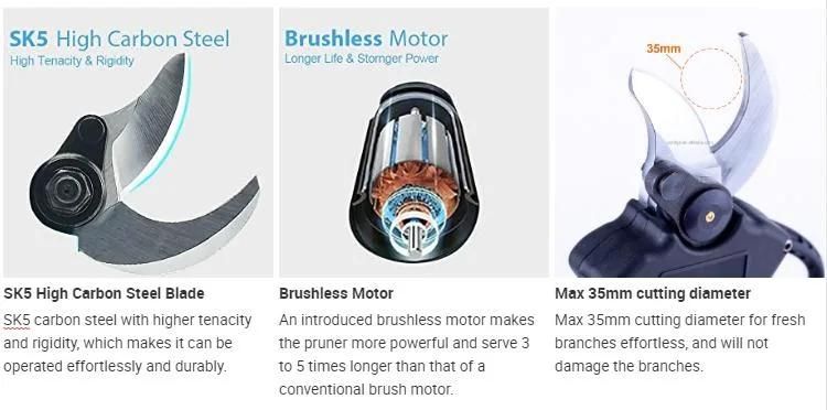 Professional Cordless Electric Pruning Shears with Lithium Powered Battery