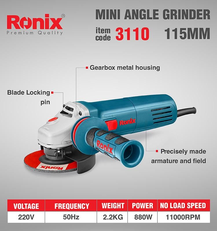 Ronix Model 3110 High Speed Anti Vibration Electric Mini Angle Grinder Machine