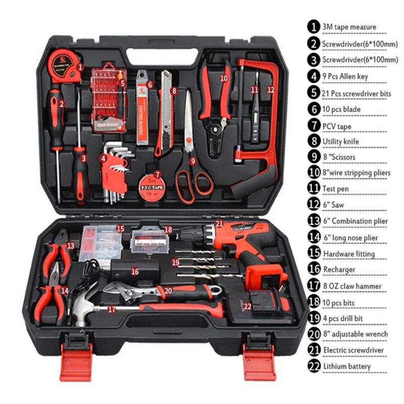 129 PCS Cordless Drill Power Automatic Impact Set 25V Air Battery Rechargeable Pneumatic Screwdriver Electric