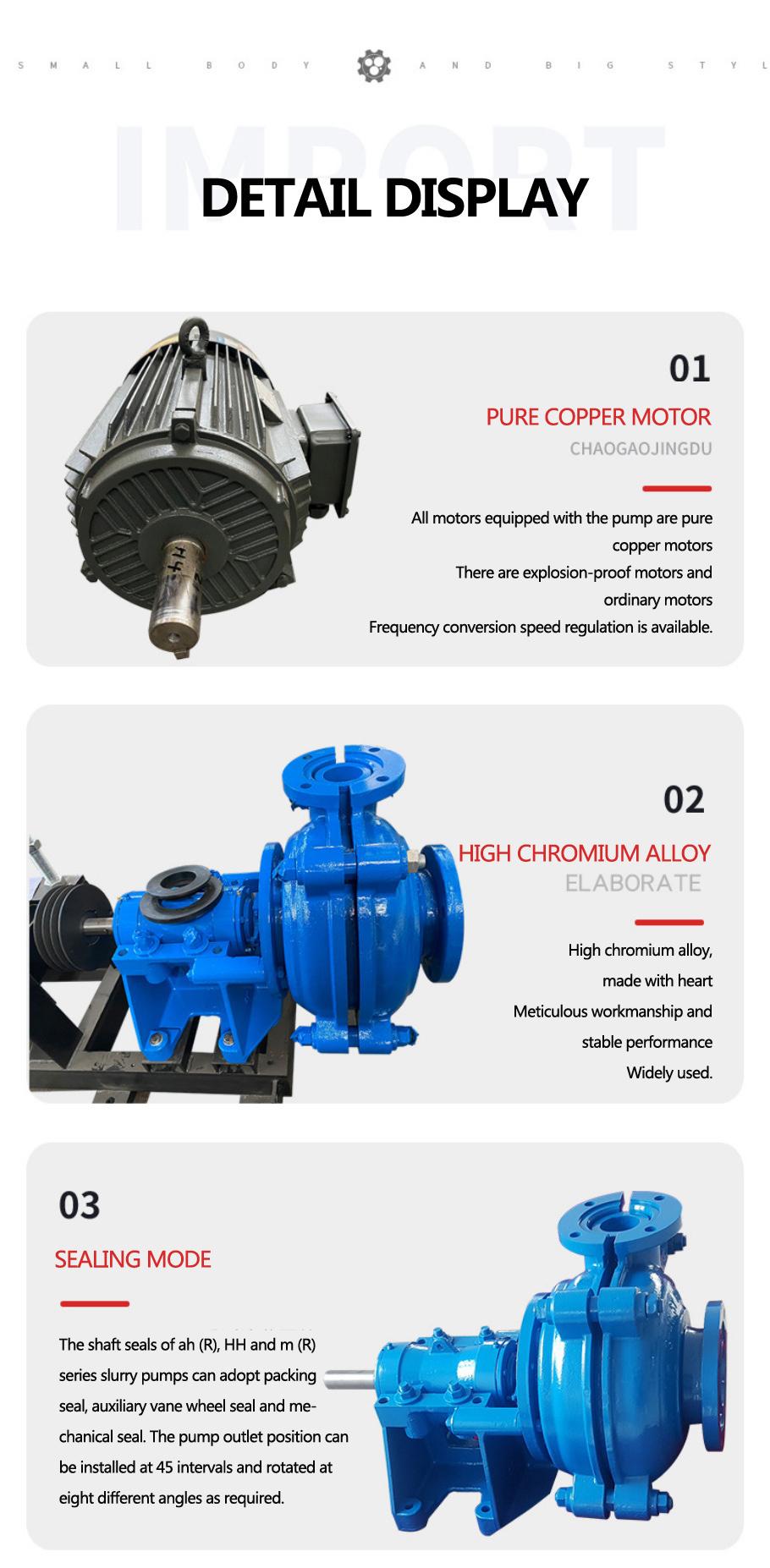 Stable Performance Horizontal Centrifugal Anti Abrasive Industrial Matal Expeller Sand Sludge Slurry Pump Price for Gold Mining.