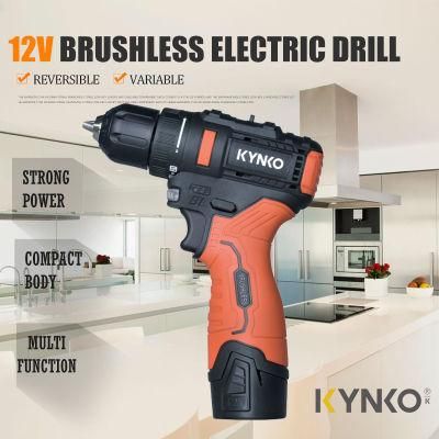 Kynko 12V 2-Speed 30nm Power Tools Lithium Battery Cordless Brushless Drill