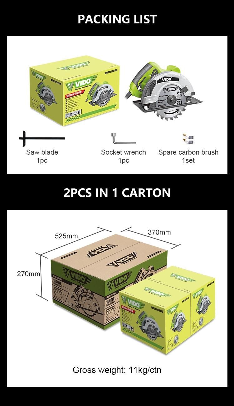 220-240V, 220-240V~50/60Hz New Vido Cut off Heavy Dusty Circular Saw