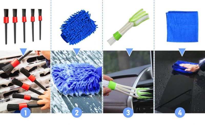 Cross-Border Supply Car Beauty Cleaning Tool 16 Sets of Electric Drill Cleaning Brush Head PP Detail Brush Wave Sponge