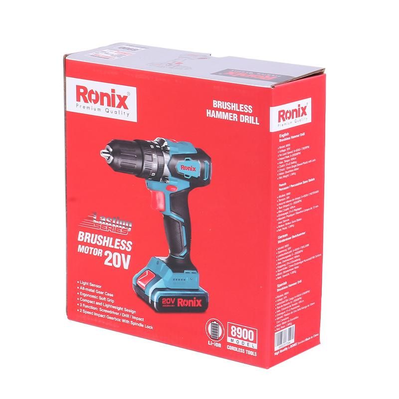 Ronix 13mm Chuck Size Li-ion Battery Cordless Brushless Hammer Drill