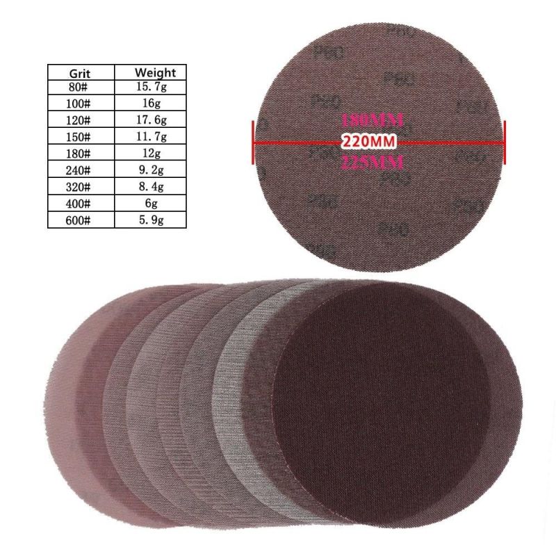 9 Inch 220mm Mesh Abrasive Dust Free Sanding Discs Anti-Blocking Dry Grinding Sandpaper 80 to 600