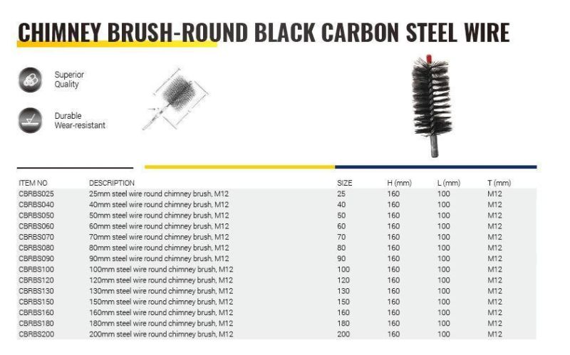 Chimney Brush-Round Black Carbon Steel Wire