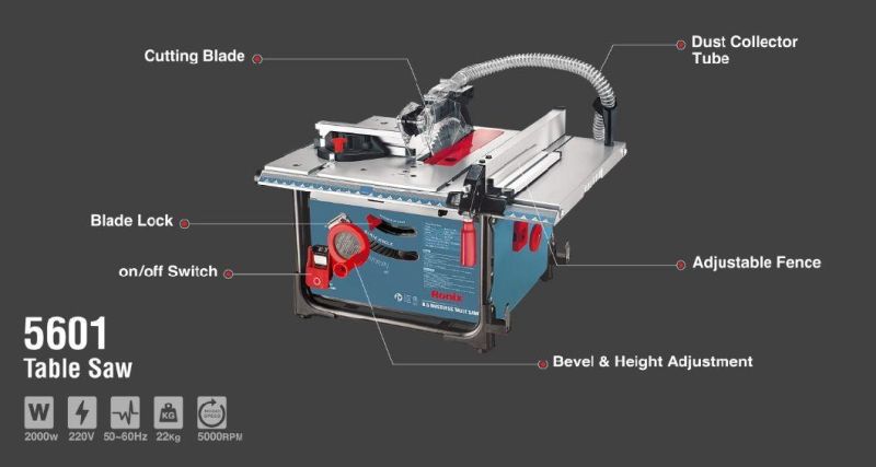 Ronix New Model 5601 High Power 2000W Compound Cordless Wood Working Sliding Table Aluminum Miter Dust-Collection Table Saw
