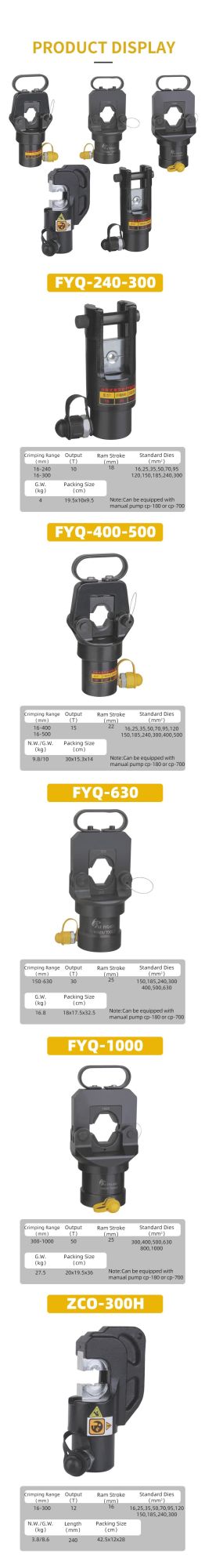Hydraulic Crimping Tools Head with Pump 16-300mm Sqm (FYQ-300)