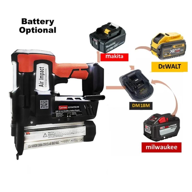 OEM China Good Supplier 18V Battery Cordless F50 Nailer and 9040 Stapler 2 in 1 Gdy-Af5040m