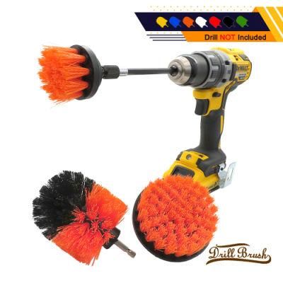 Electric Drill Brush Orange 4-Piece Set 2 Inch 3.5 Inch 4 Inch Electric Cleaning Brush