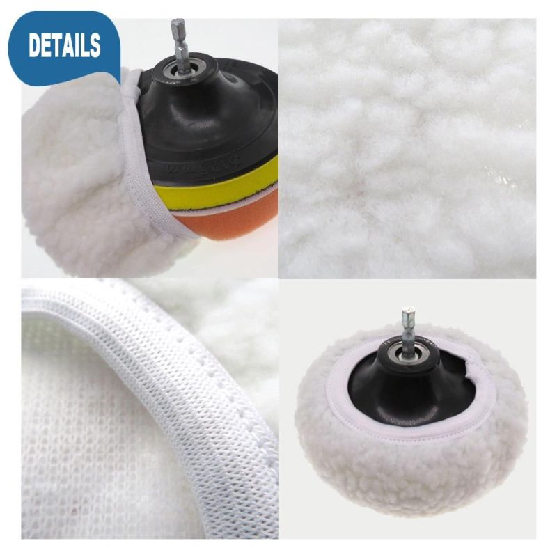 Cross-Border Supply 5-6 Inch White Car Waxing Cloth Microfiber Polishing Waxing Set Car Cleaning Beauty