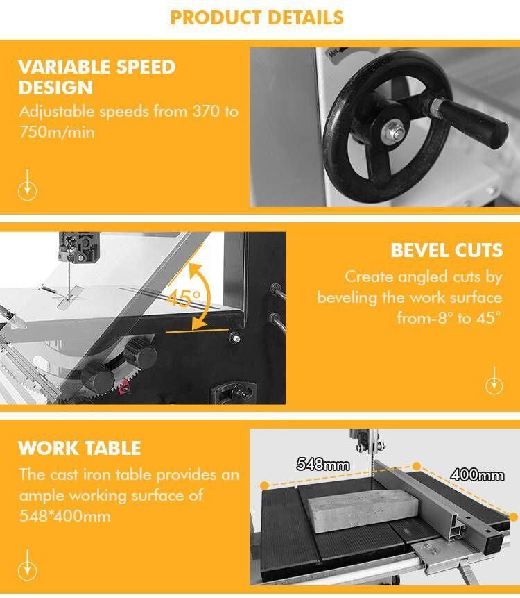 Retail Variable Speed 240V 305mm Wood Band Saw for Woodworking