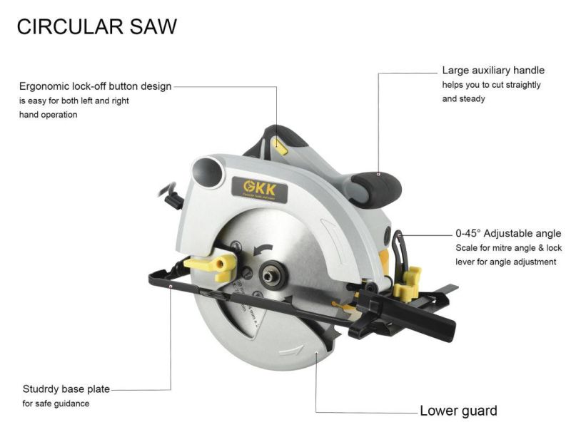 China Factory Machine Tool 1500W 190mm Professional Industrial DIY Circular Saw for Wood Power Tool Electric Tool