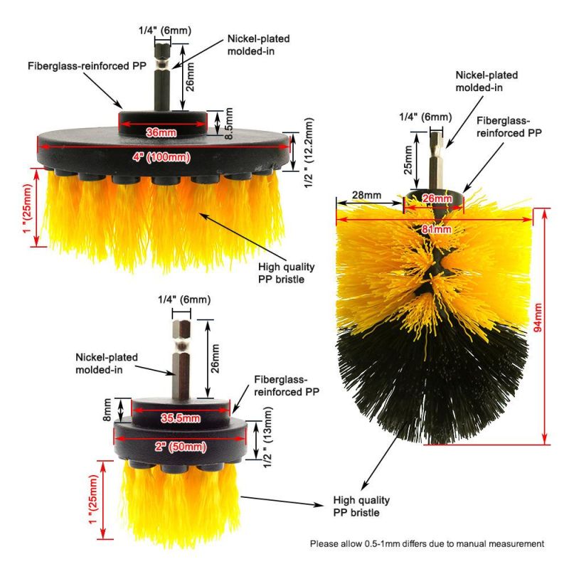Electric Drill Brush 2 Inch Yellow Brush Head Floor Wall Descaling Cleaning Polishing Cleaning Brush