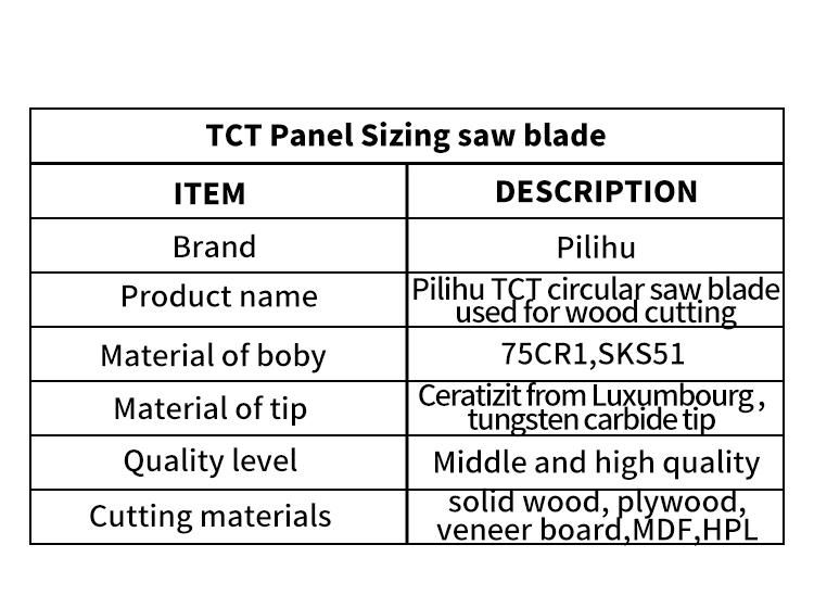 Pilihu Brand Long Life Cutting Tool PCD Circular Saw Blade for Table Saw and Panel Sizing Saw