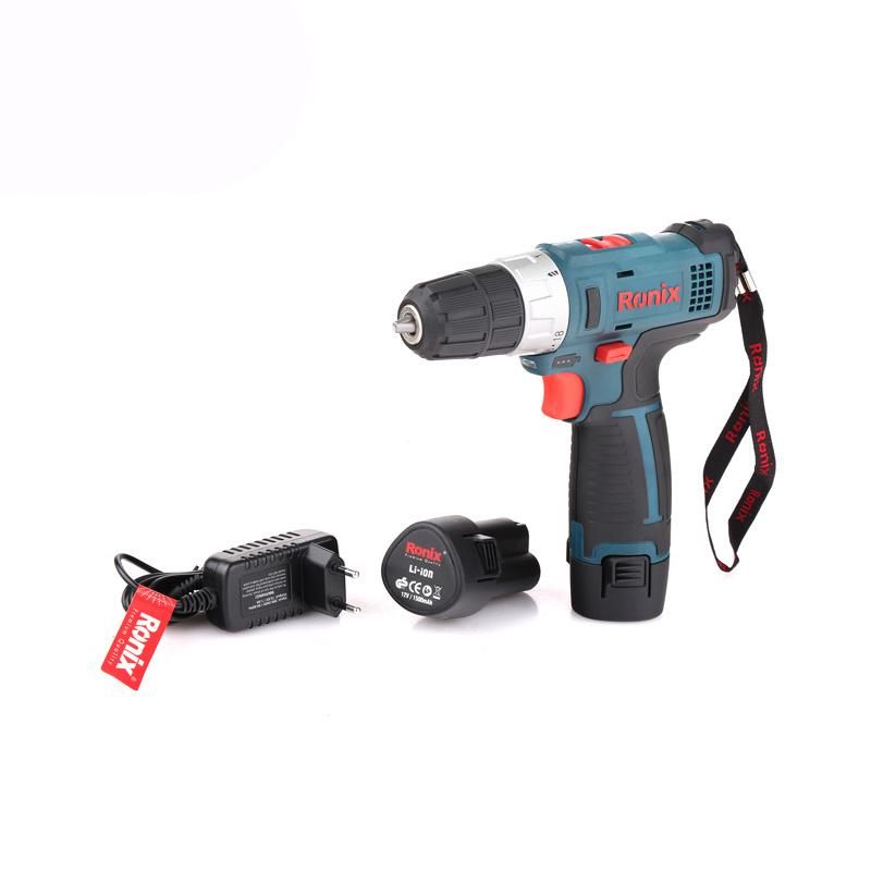 Ronix 8612 Professional 12V 1.5ah 2 Batteries Mini Waterproof Cordless Electric Screwdriver Drill
