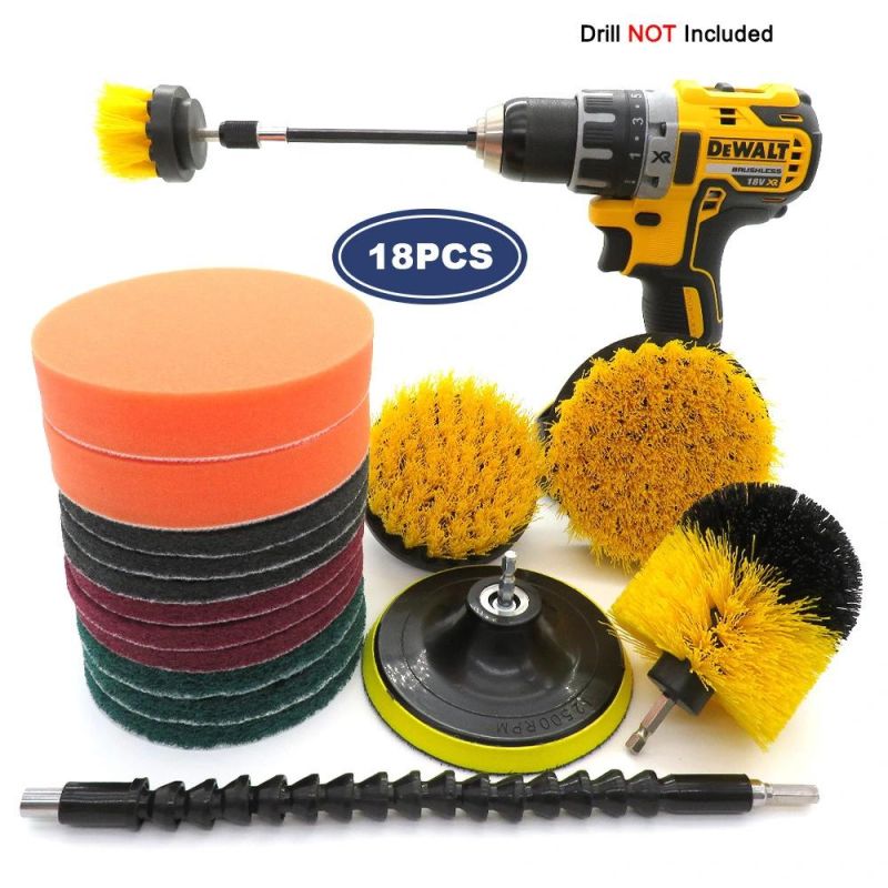 Electric Drill Brush 3-Piece Set Yellow Brush Head Floor Wall Descaling Cleaning Polishing Cleaning Brush
