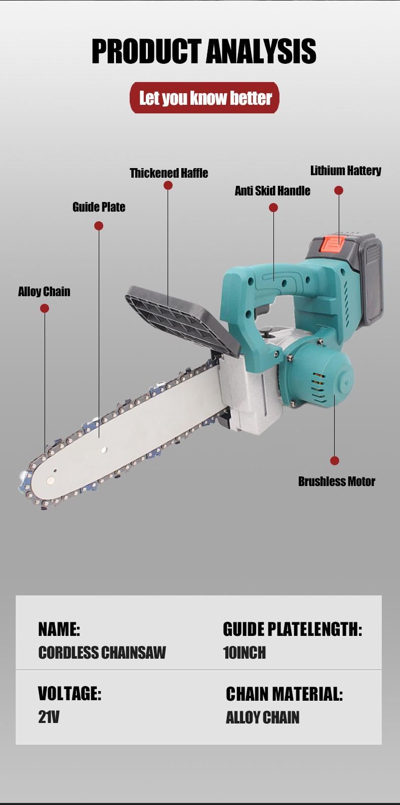 10inch Single Hand Held Cordless Chainsaw