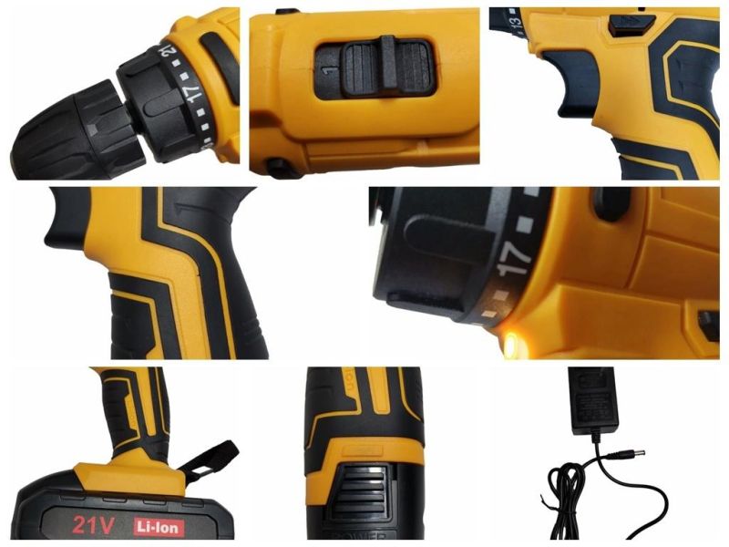 12V/18V/21V Cordless Electric Drill Li-ion Battery Hand Impact Drill