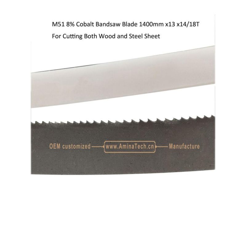 M51 8% Cobalt Band Saw Blade 1400mm x13 x14/18T For Cutting Both Wood and Steel Sheet