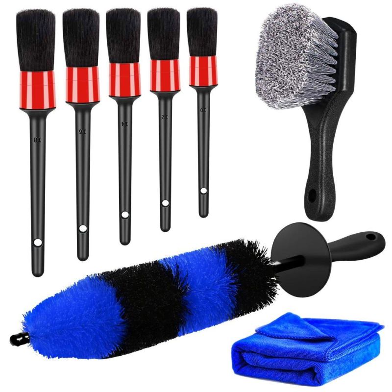 Cross-Border Supply Car Cleaning Brush 8 Sets of Blue Car Wash Cloth Car Beauty Cleaning Tools