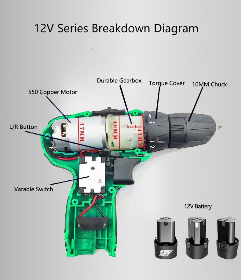 Werkin 12V Cordless Screwdriver Drill with Accessories