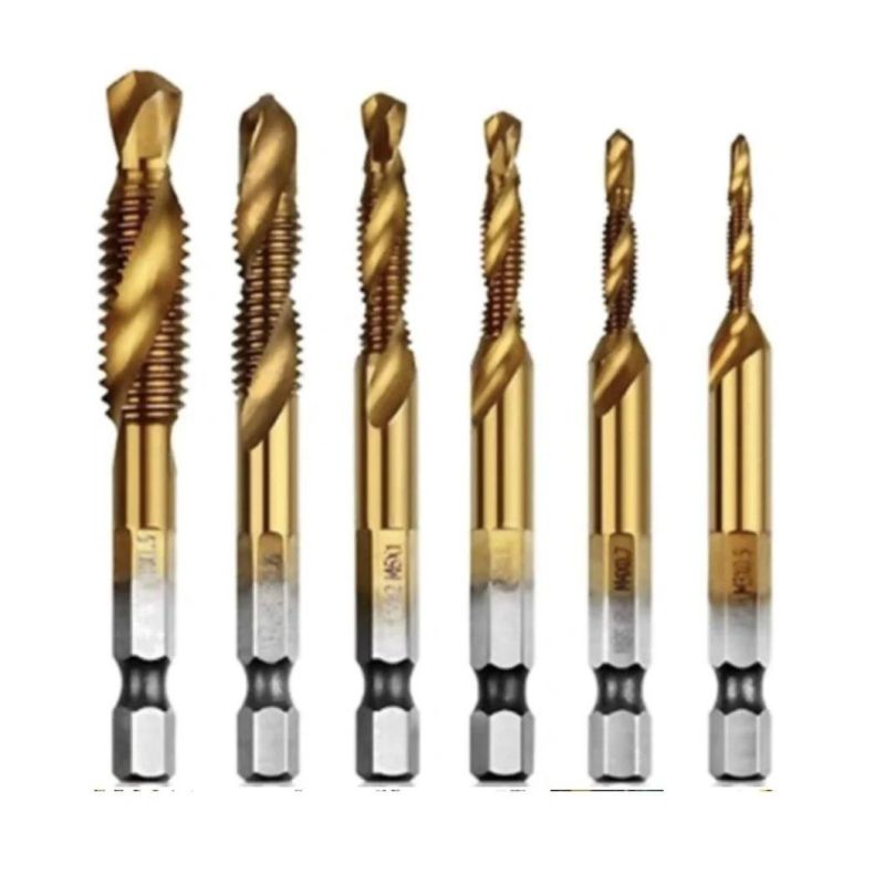 6 PCS Set Titanium Coated Combination Drill Bit Set