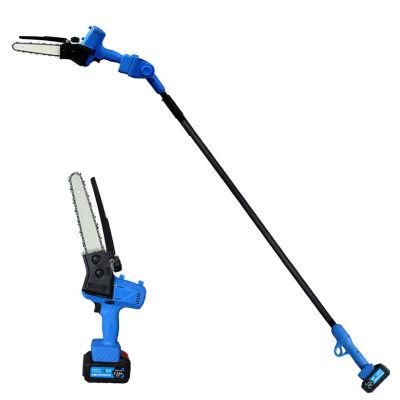 Tree Trimming Handheld Battery Chain Saw 21V Cordless Electric Telescopic Pole Chainsaw with Extension for Branch Cutting