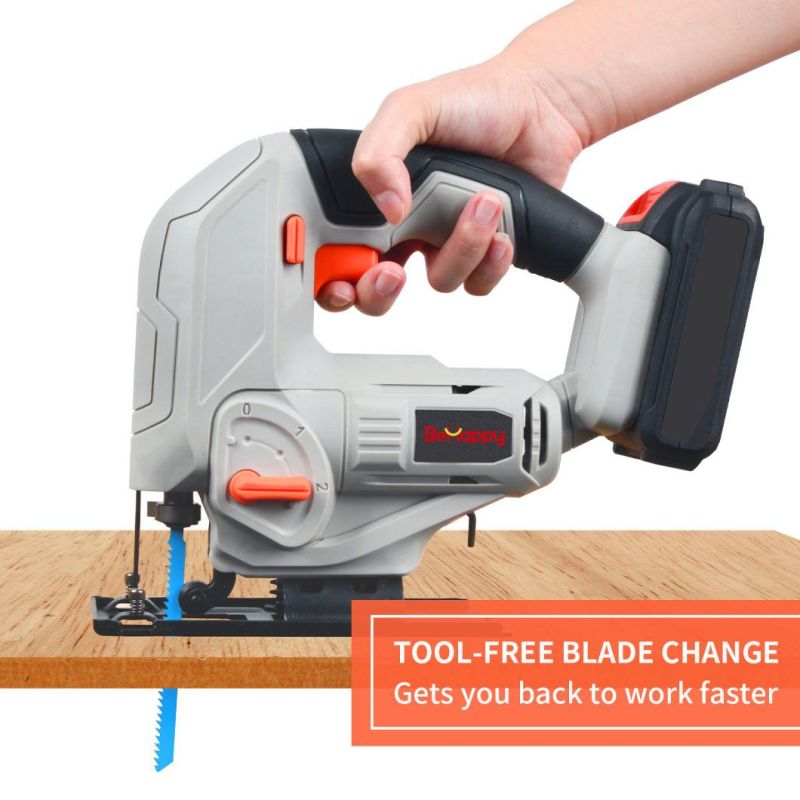 Behappy 20V Charged Battery Plastic Metal Wood Cutter Adjustable Cordless Electric Jigsaw Machine