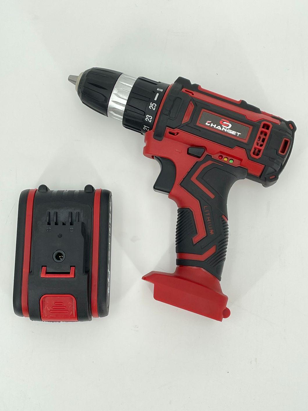 Cg-3007red Double Speed 12V 16.8V 21V Li-on Lithium Battery Professional Manufacturer Hand Rechargeable Forward and Reverse Impact Cordless Drill