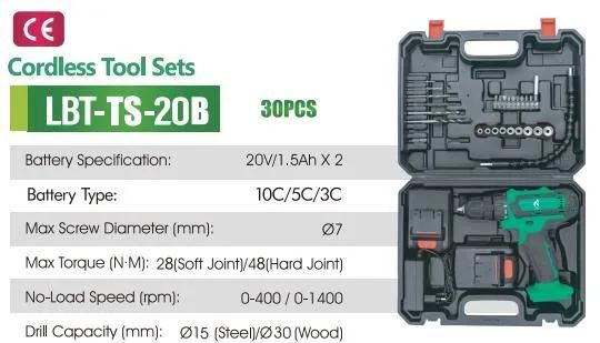 Libite 20V Cordless Drill Lithium Battery 30PCS Tools Sets