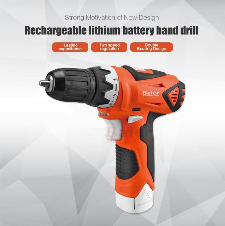 10.8V/12V DIY Cordless Drill with Two Speed / Lithium-Ion Battery / LED Light/ 0-400/1400rpm Drive for Distributor