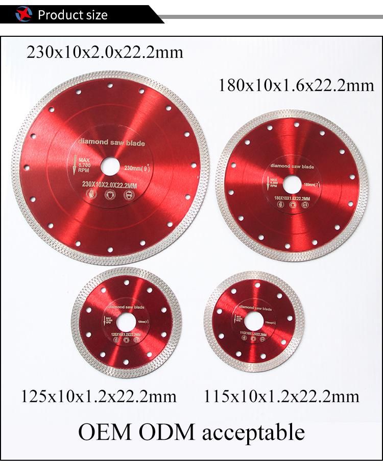 Mesh Thin Turbo Diamond Cutting Saw Blade for Porcelain Tile Cutting Disc