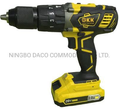 High-Quality 20V 2000mAh Lithium Battery Cordless Impact Drill Electric Tool Power Tool