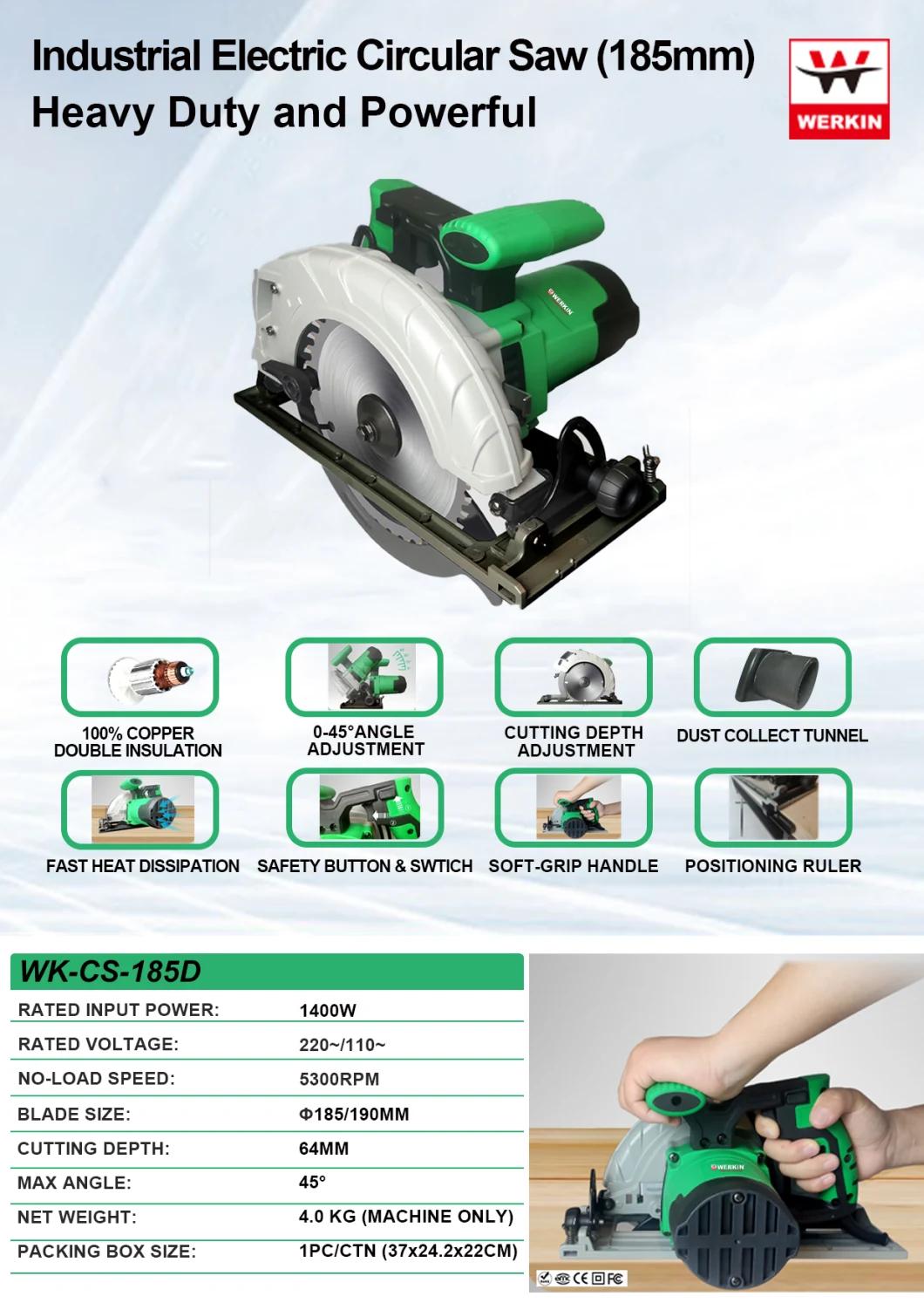 Werkin Heavy Duty High Quality 185mm/190mm/7in 1400W Electric Circular Saw