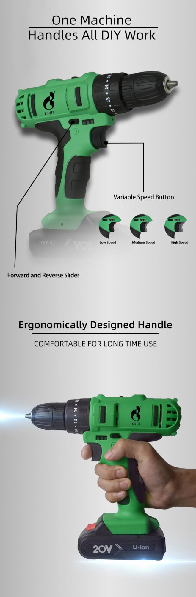 Nextop 20V Cordless Lithium Battery Impact Drill