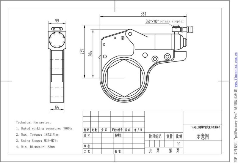 Hexagon Cassette Hydraulic Torque Wrench