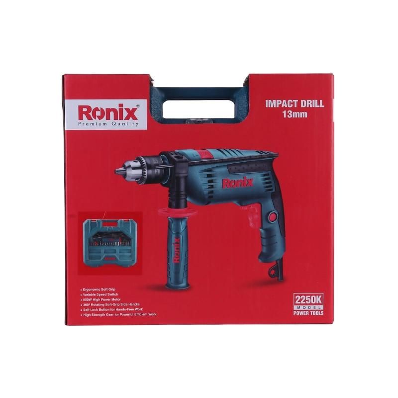 Ronix Model 2250K in Stock 13mm Chuck 850W Power Tools Steel Corded Electric Electric Impact Hand Drill Kit Machine