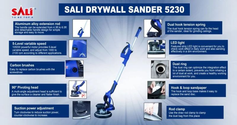 Sali 5230 1050W Electric Power Sanding Tools Dustless Drywall Hand Sander