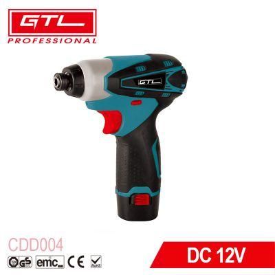 DC12V 1.5ah Cordless Drill 1/4&quot; Keyless Chuck Lithium Battery Impact Driver with Fast Charger (CDD004)