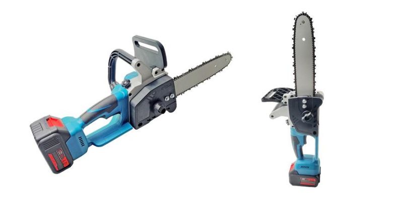 21V 10 Inch Electric Chain Saw One-Hand Woodworking Lithium Battery Pruning Chainsaw Wood Cutter Cordless Garden, Rechargeable Tool