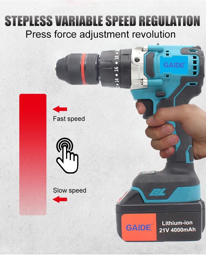 Cordless Impact Drill with Hammer 4.0ah Long Run Working