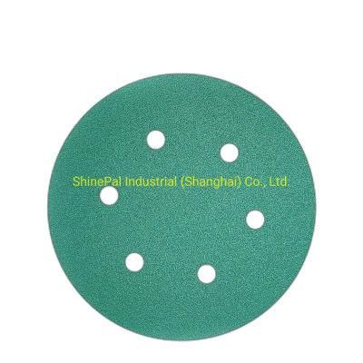 125mm with or Without Holes Green Film Base Hook and Loop Sandpaper Abrasive Disc