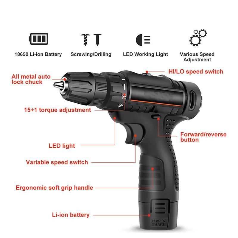 Drill Electric Motor Hammer Screw Driver Nail File Cordless Manicure Rig Portable Hand Machine Dewalt Carbon Brush Power Drills