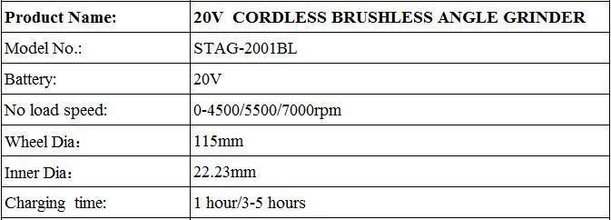2022 New Style 20V Cordless Brushless 115mm Overload Protection Angel Grinder Machine