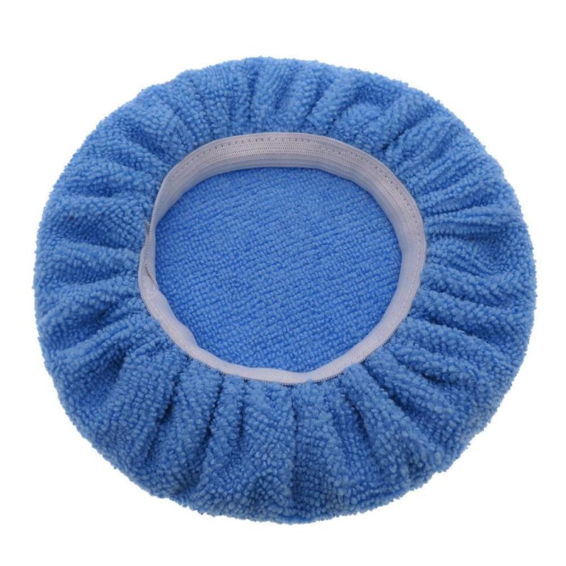 Cross-Border Supply 5-6 Inch Light Blue Car Waxing Cloth Microfiber Polishing Waxing Set Car Cleaning Beauty