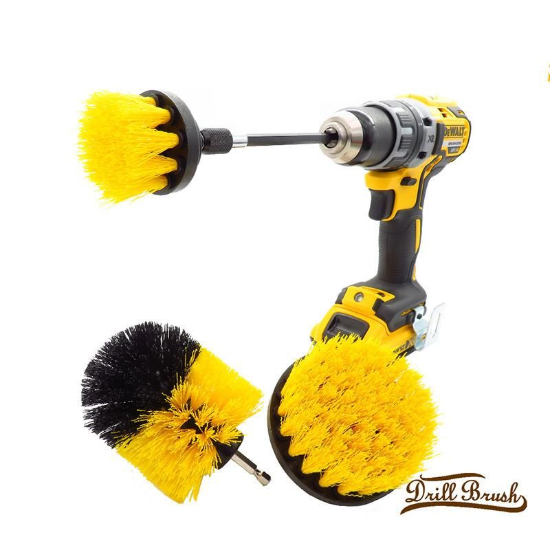 Electric Drill Brush Yellow 4-Piece Set 2 Inch 3.5 Inch 4 Inch Electric Cleaning Brush