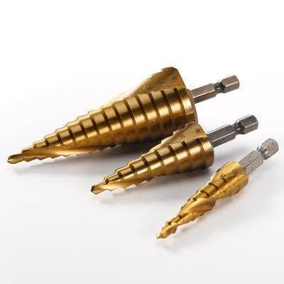 Spiral Nhexagon Large Step Cone Titanium Coated Metal Bit Cut Set Hole Cutter 4122032mm Electric Tools Drill Parts