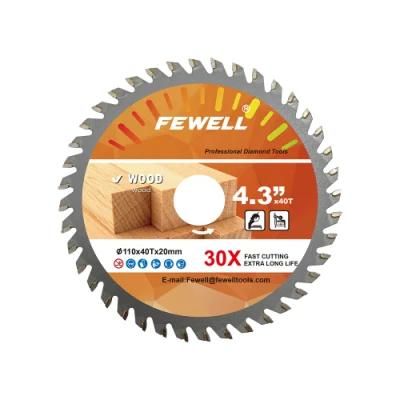 4.3in 110*40t*20mm Tungsten Carbide Disc Tct Circular Saw Blade for Wood Cutting