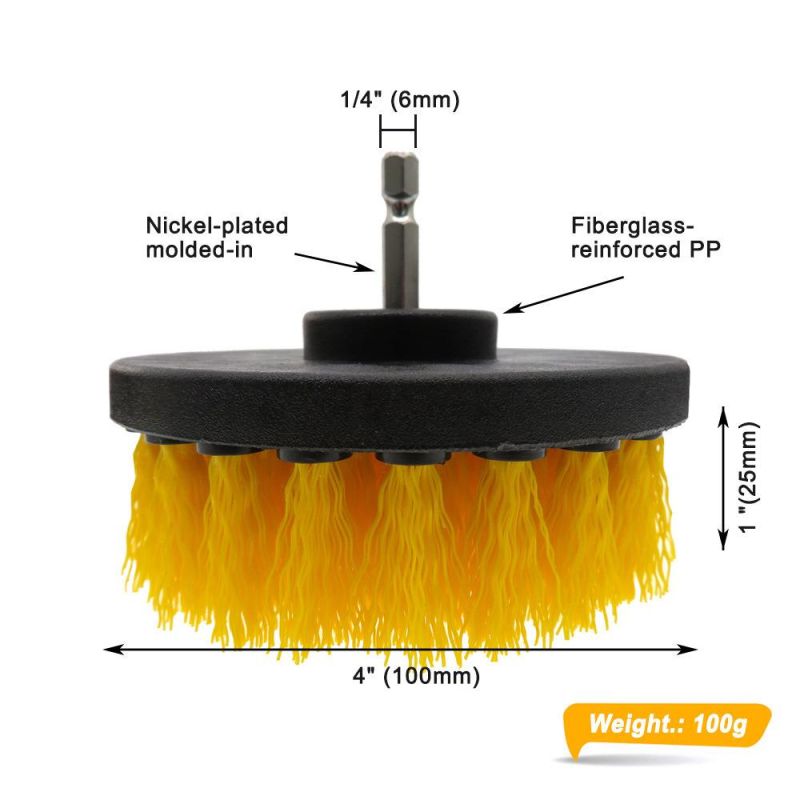 Electric Drill Brush Yellow 15-Piece Set Home Kitchen Cleaning Car Beauty Electric Cleaning Brush